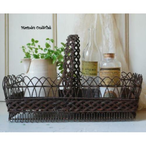 brocante oud Frans draad mandje met hengsel ( Fill de Fer )