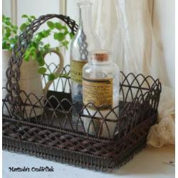brocante oud Frans draad mandje met hengsel ( Fill de Fer )