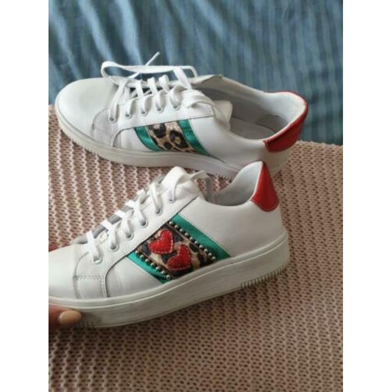 Poelman sneaker wit leer mt 38 als nieuw