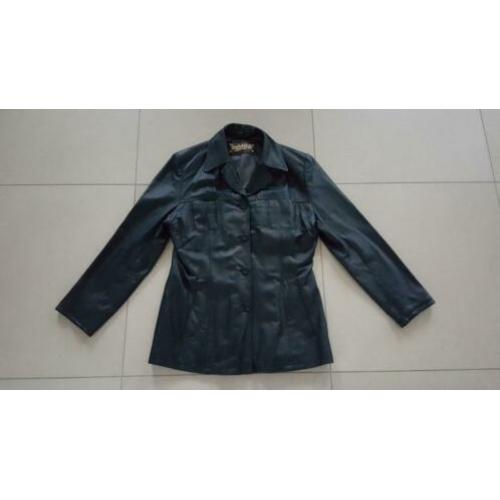 Stoere Zwarte Leren Damesjas, maat 40 / M Leatherstyle