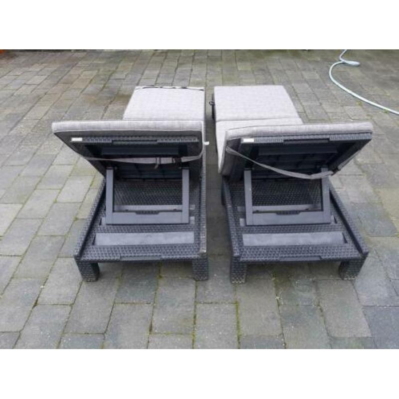 Ligbed wicker zwart 2x