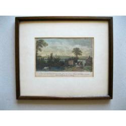 Antieke handgekleurde ets gravure, Londen Engeland