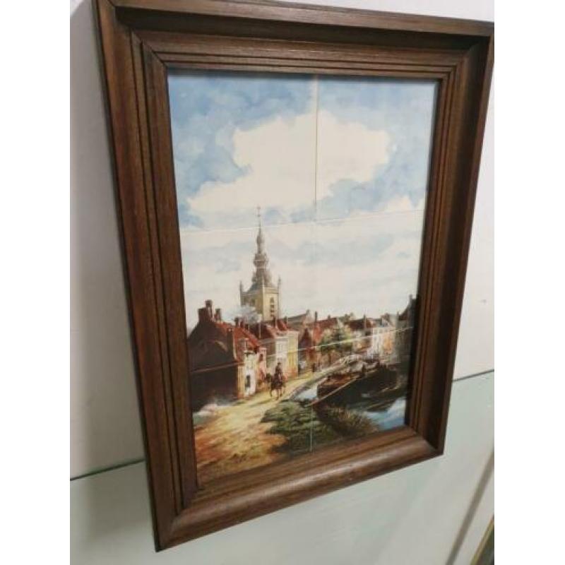 Uitverkoop! ingelijste tegels overschie ca1865!