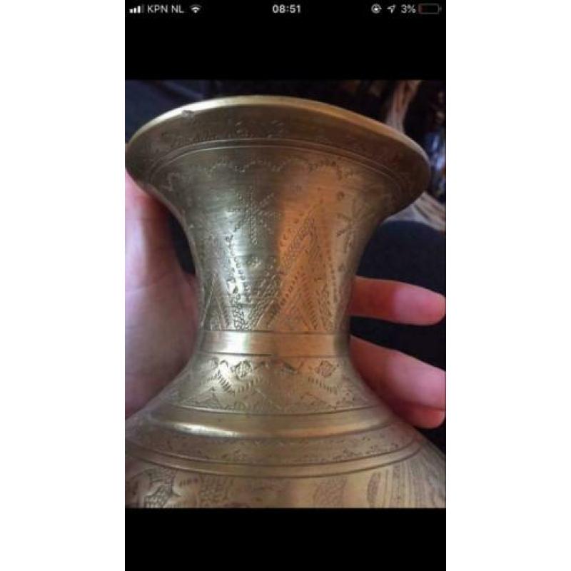 Antiek vaas goud koper messing vintage Indonesisch