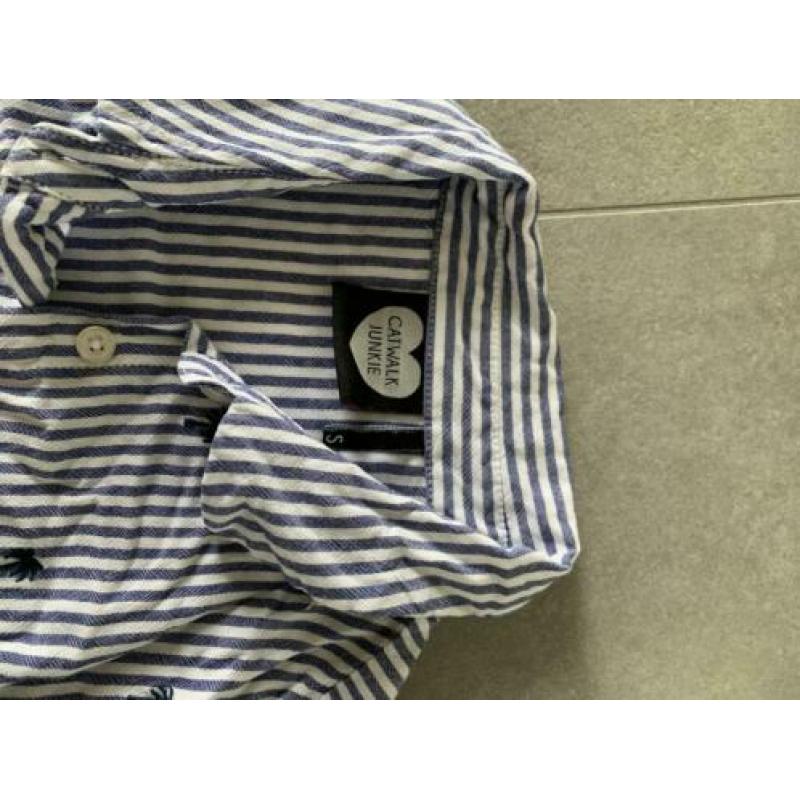 Catwalk junkie blouse dames maat S palmbomen blauw gestreept