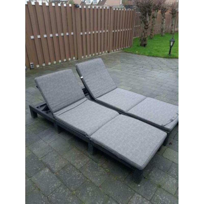 Ligbed wicker zwart 2x
