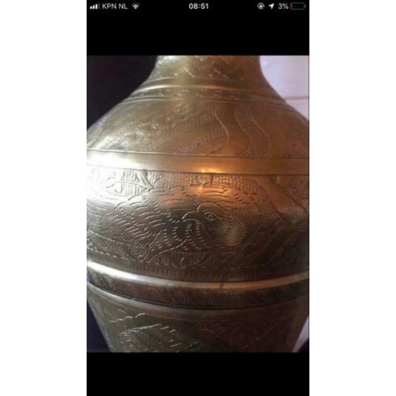 Antiek vaas goud koper messing vintage Indonesisch