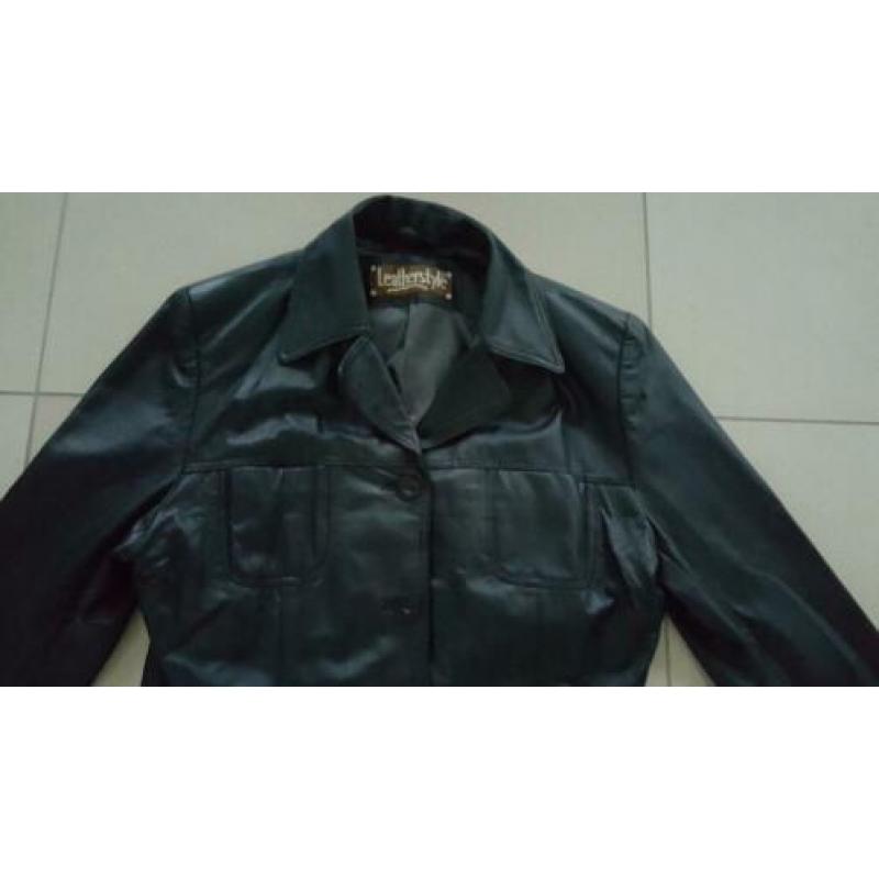 Stoere Zwarte Leren Damesjas, maat 40 / M Leatherstyle