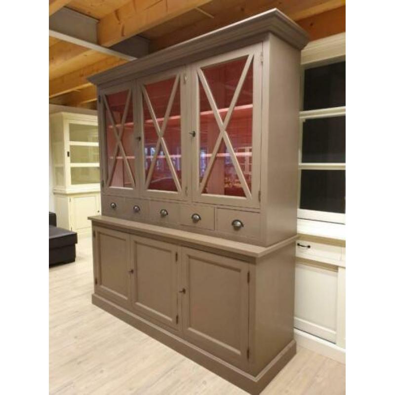 *ACTIE* Mooie Landelijke Taupe Buffetkast Winkelkast (2442D)
