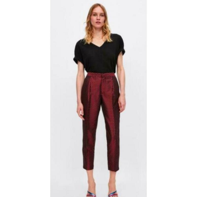 NIEUW: Zara Broek Pantalon Streep Rood Maat S