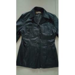 Stoere Zwarte Leren Damesjas, maat 40 / M Leatherstyle