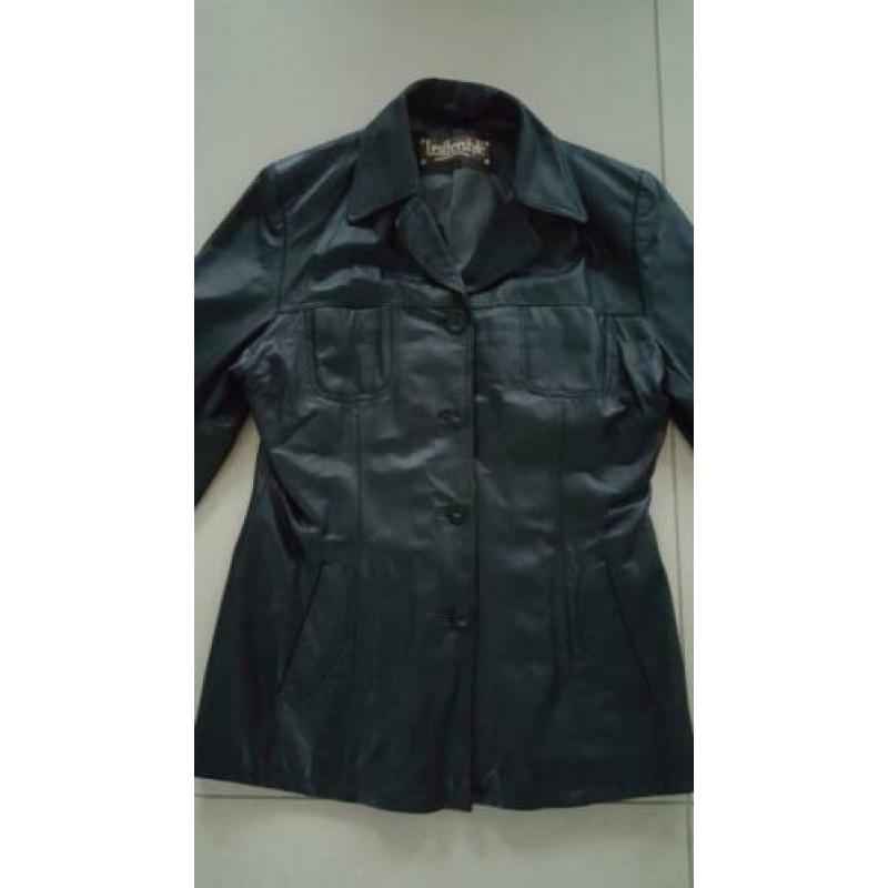 Stoere Zwarte Leren Damesjas, maat 40 / M Leatherstyle