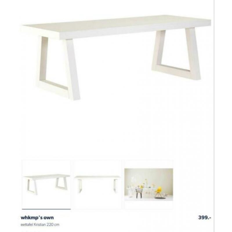 Zeer nette whkamp’s own witte eettafel. 2.20x 0.90