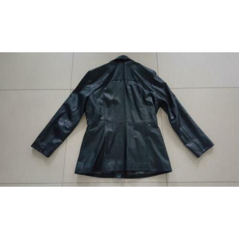Stoere Zwarte Leren Damesjas, maat 40 / M Leatherstyle