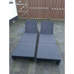 Ligbed wicker zwart 2x