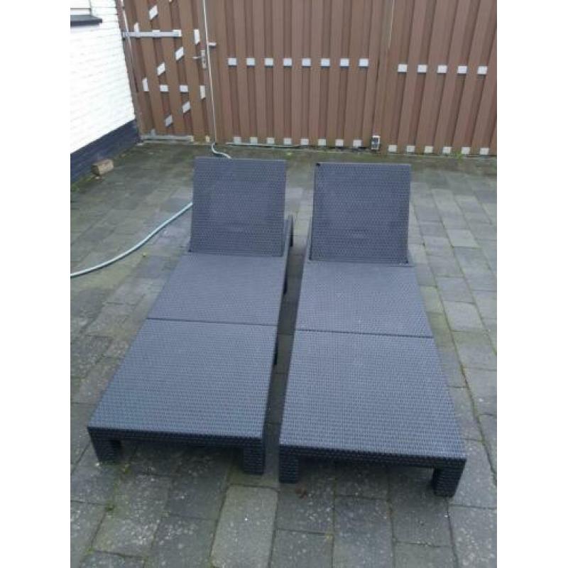 Ligbed wicker zwart 2x