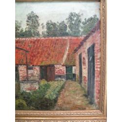 Boerderij met waterput, olieverf op doek, gesign., i.z.g.st.