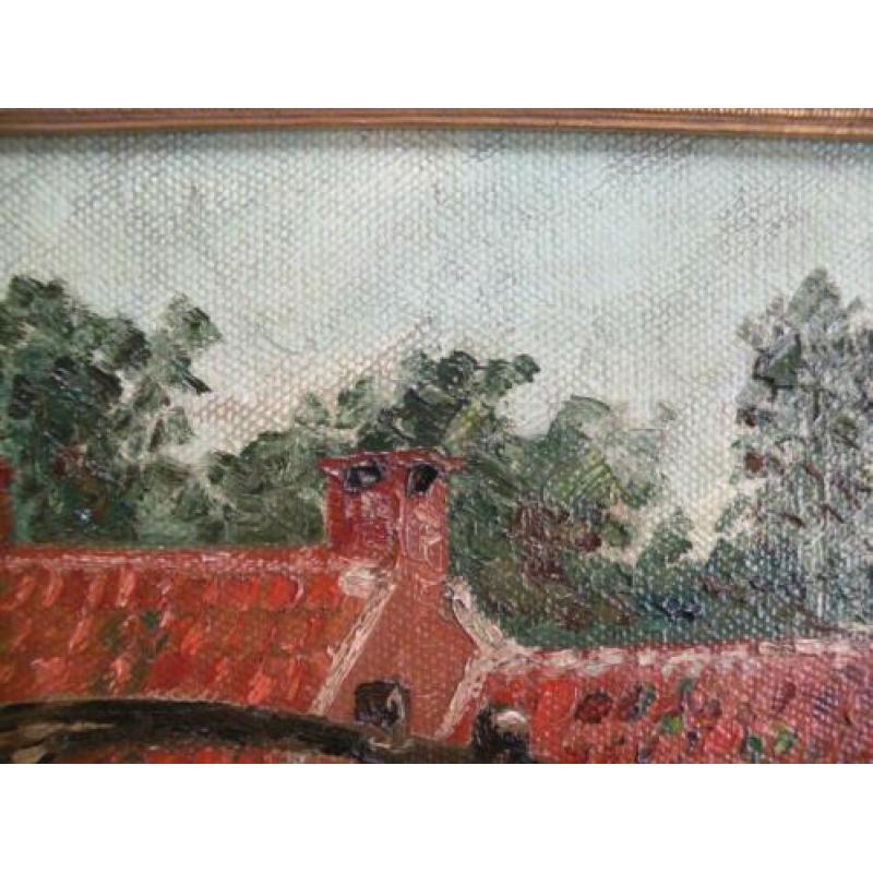 Boerderij met waterput, olieverf op doek, gesign., i.z.g.st.