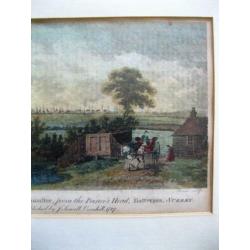 Antieke handgekleurde ets gravure, Londen Engeland