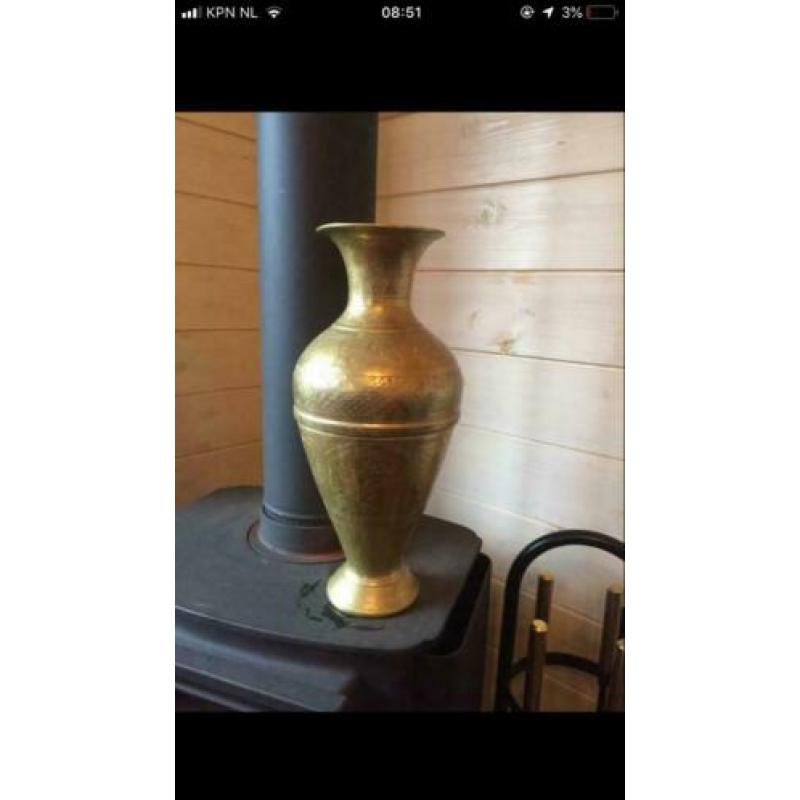 Antiek vaas goud koper messing vintage Indonesisch