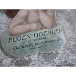 Antieke cacao reclame - engel op wolk / Goehler Chemnitz