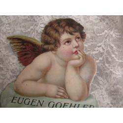 Antieke cacao reclame - engel op wolk / Goehler Chemnitz