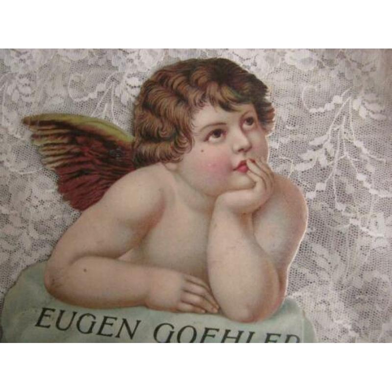 Antieke cacao reclame - engel op wolk / Goehler Chemnitz
