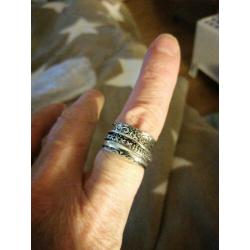 Prachtige handgemaakte 925z spinnerring maat 18.5