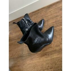 Zwarte leren cowboy boots Zara