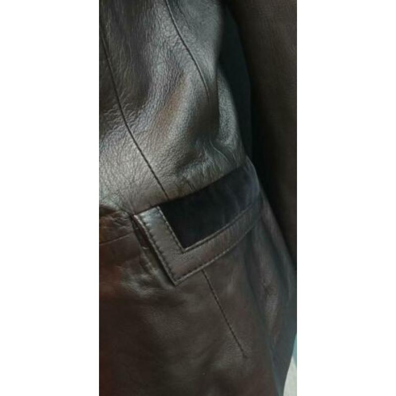 Vintage leren jasje (80s/90s) met fluwelen details ( MT M)
