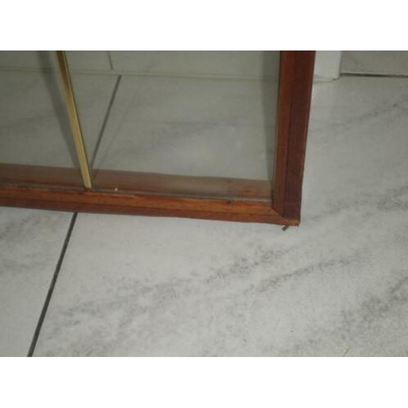 merbau raamwerk met glas in koper