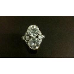 315297 Platina Art Deco Diamanten Ring Zeer Grote Stenen