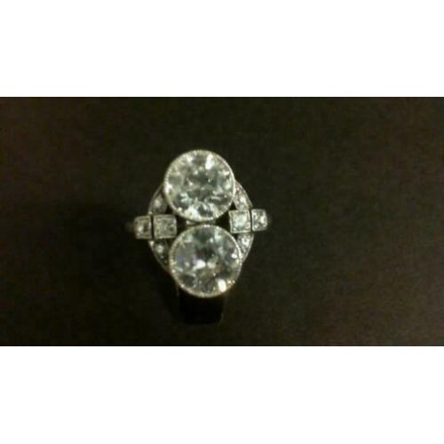 315297 Platina Art Deco Diamanten Ring Zeer Grote Stenen