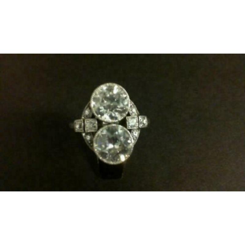 315297 Platina Art Deco Diamanten Ring Zeer Grote Stenen