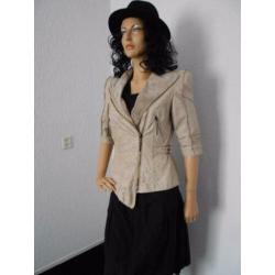 Superstar beige jasje biker leer chique stijlvol M 38