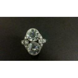 315297 Platina Art Deco Diamanten Ring Zeer Grote Stenen
