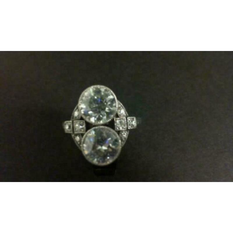 315297 Platina Art Deco Diamanten Ring Zeer Grote Stenen