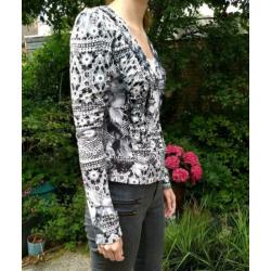 Daite vest blouse 38 M zwart wit