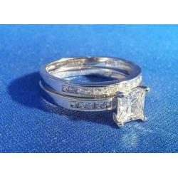 Dubbele ring met zirconia - goede kwaliteit - maat 7 / 8 / 9
