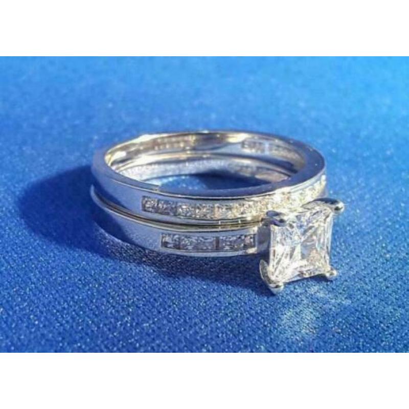 Dubbele ring met zirconia - goede kwaliteit - maat 7 / 8 / 9