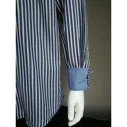 Claude Vigo overhemd. Blauw Wit gestreept. Maat XL.