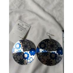 3+1 GRATIS! #1 Grote ronde oorbellen zilverkleur met blauw