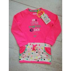 Vrolijk Quapi jurkje jurk neon roze confetti mt 86 NIEUW