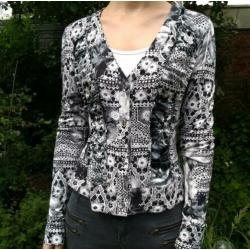 Daite vest blouse 38 M zwart wit