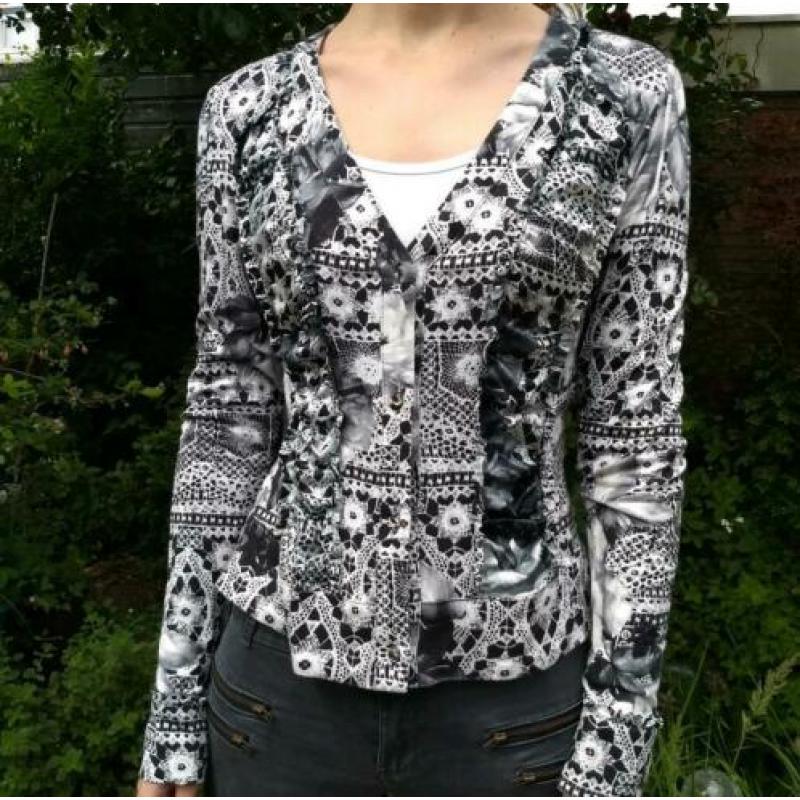 Daite vest blouse 38 M zwart wit