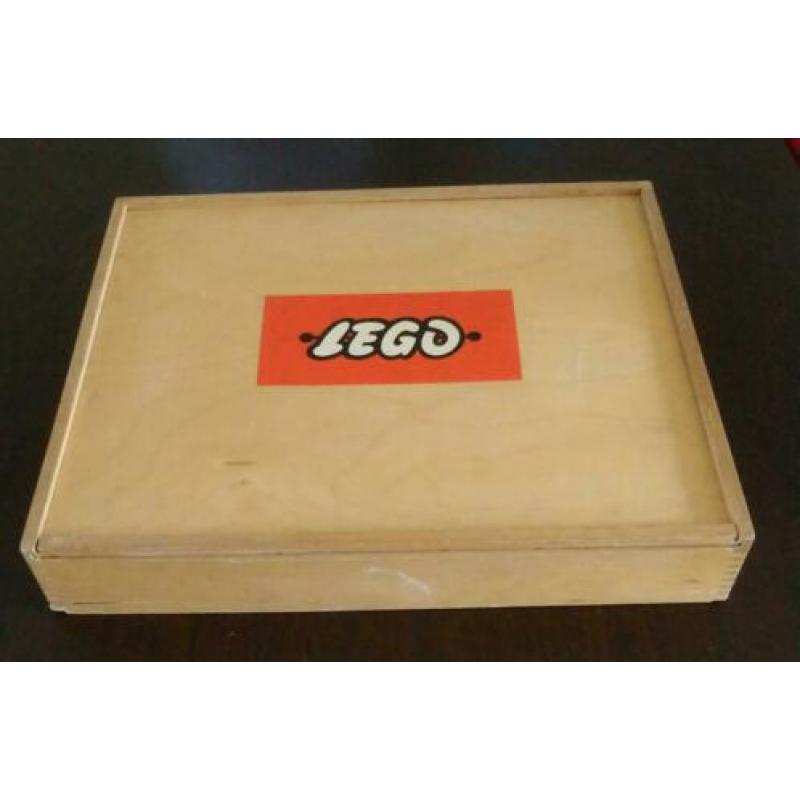 Lego oude houten assortimentskist met inhoud