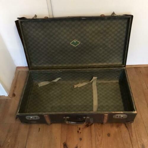 Vintage koffer met houten beslag