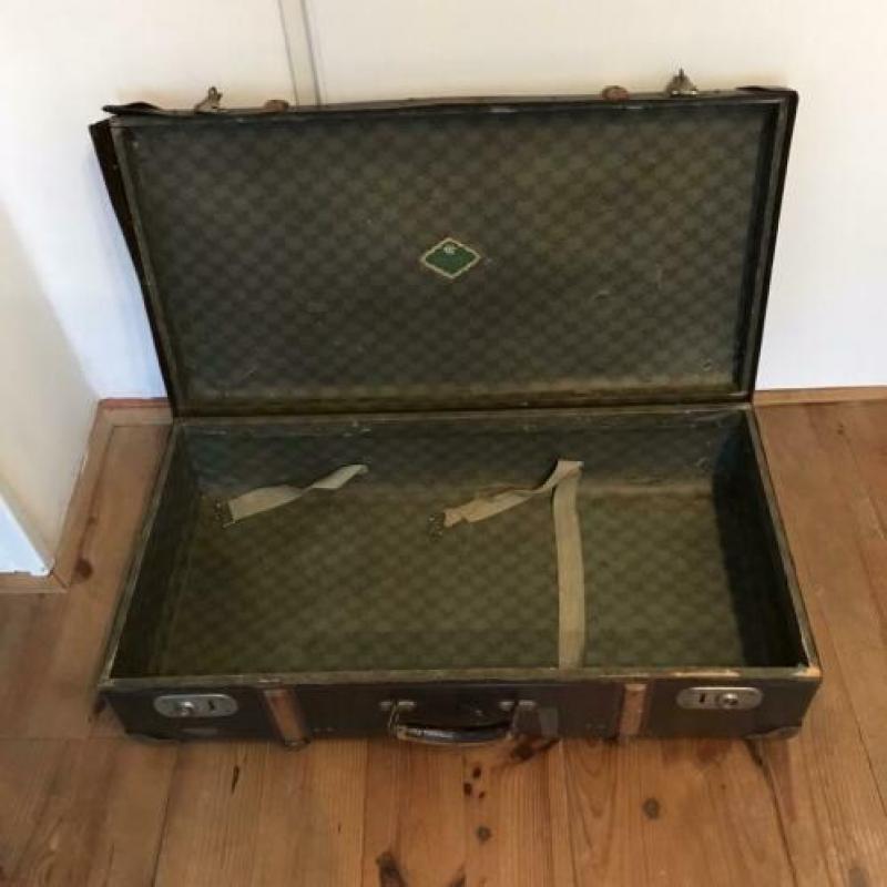 Vintage koffer met houten beslag
