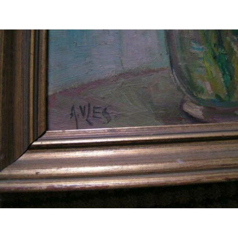 schilderij A.Vles Anemonen in glazen pot nr MM 1231