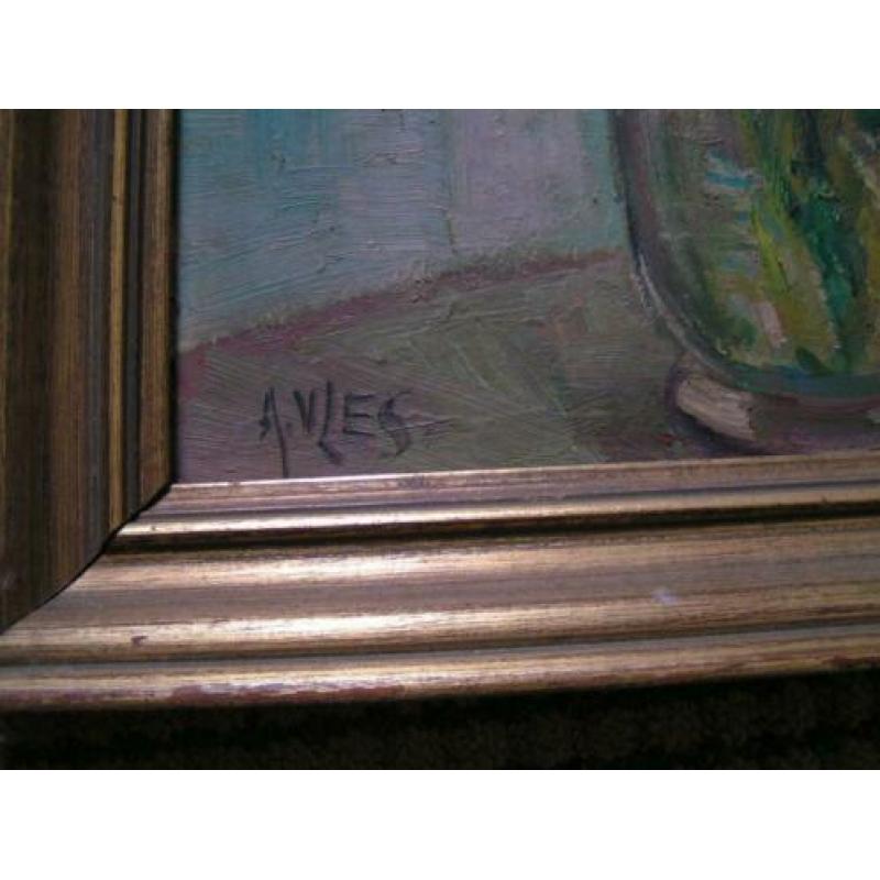 schilderij A.Vles Anemonen in glazen pot nr MM 1231